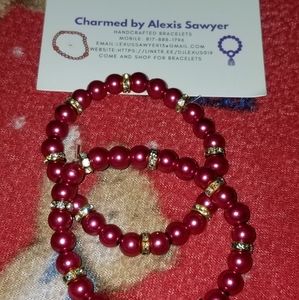 8mm handmade bracelet dark pink